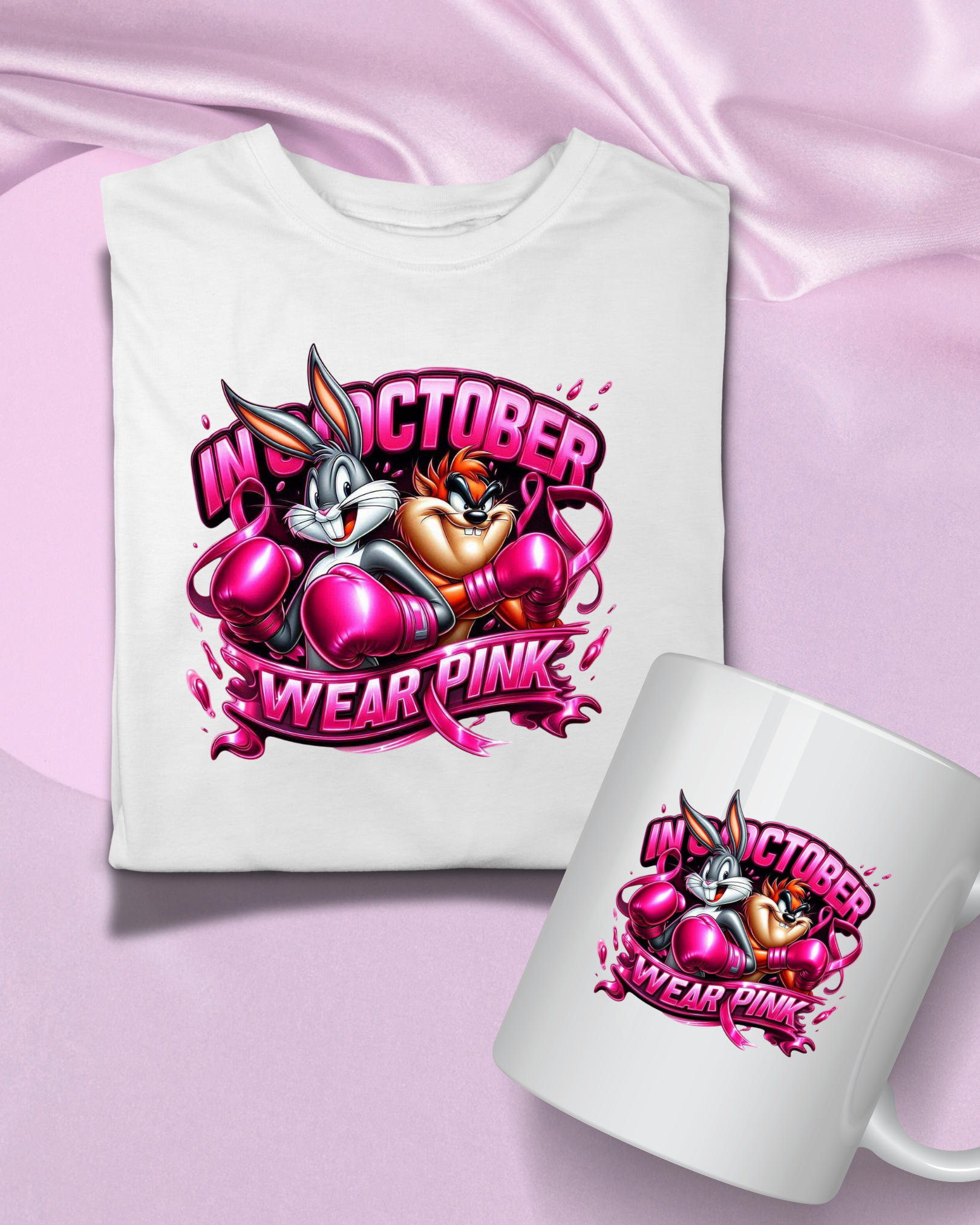 Custom breast cancer tshirt and mug bundle