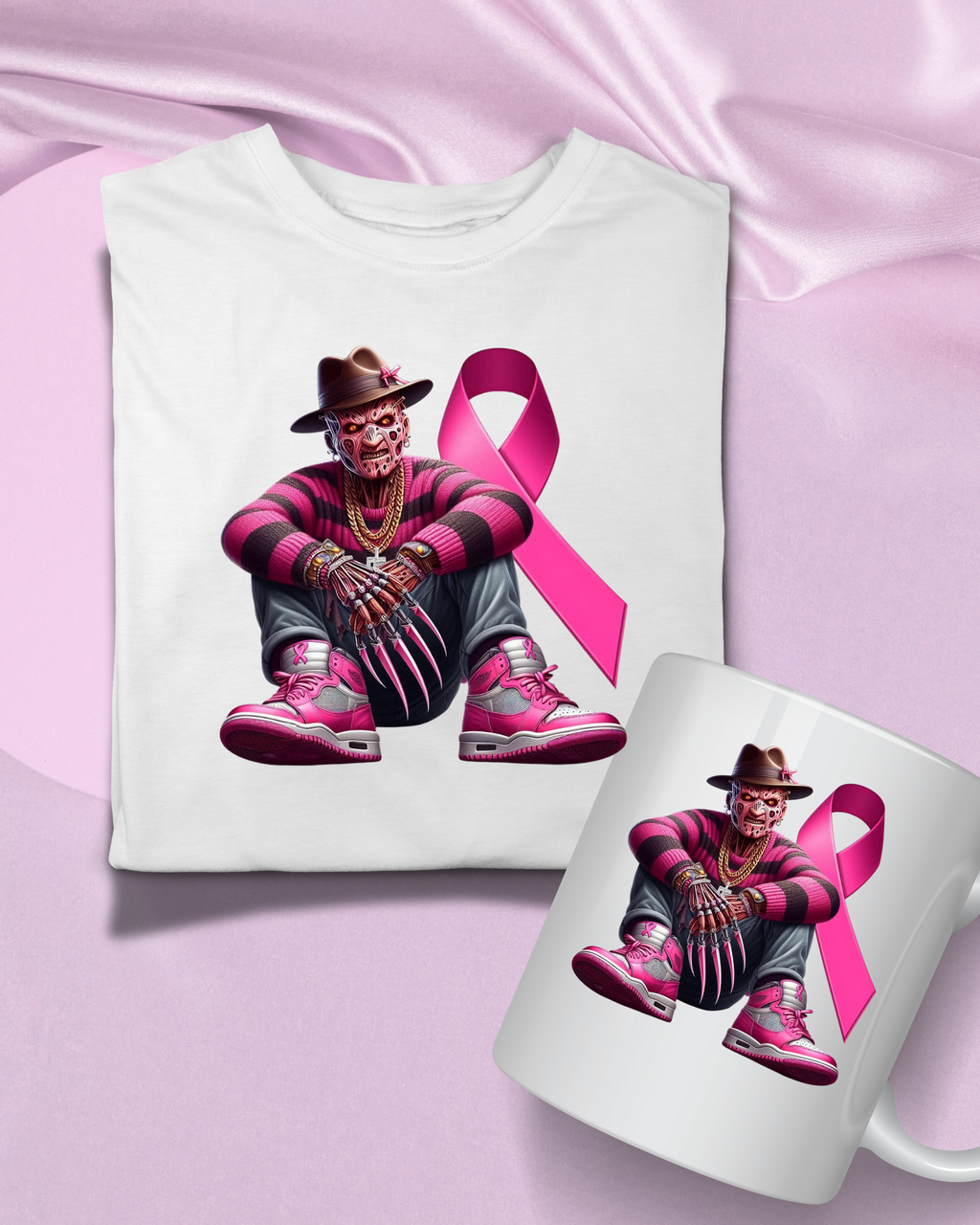Custom breast cancer tshirt and mug bundle