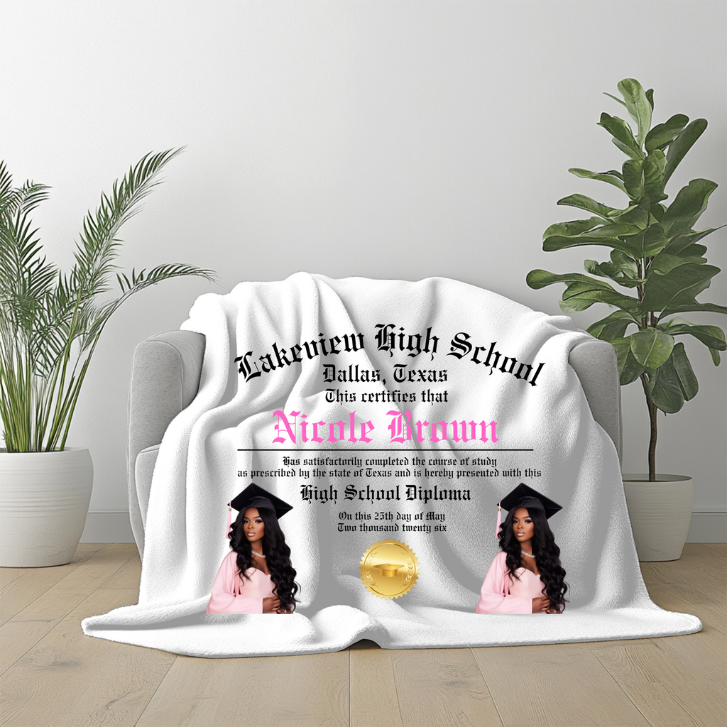 Personalized Graduation diploma blanket