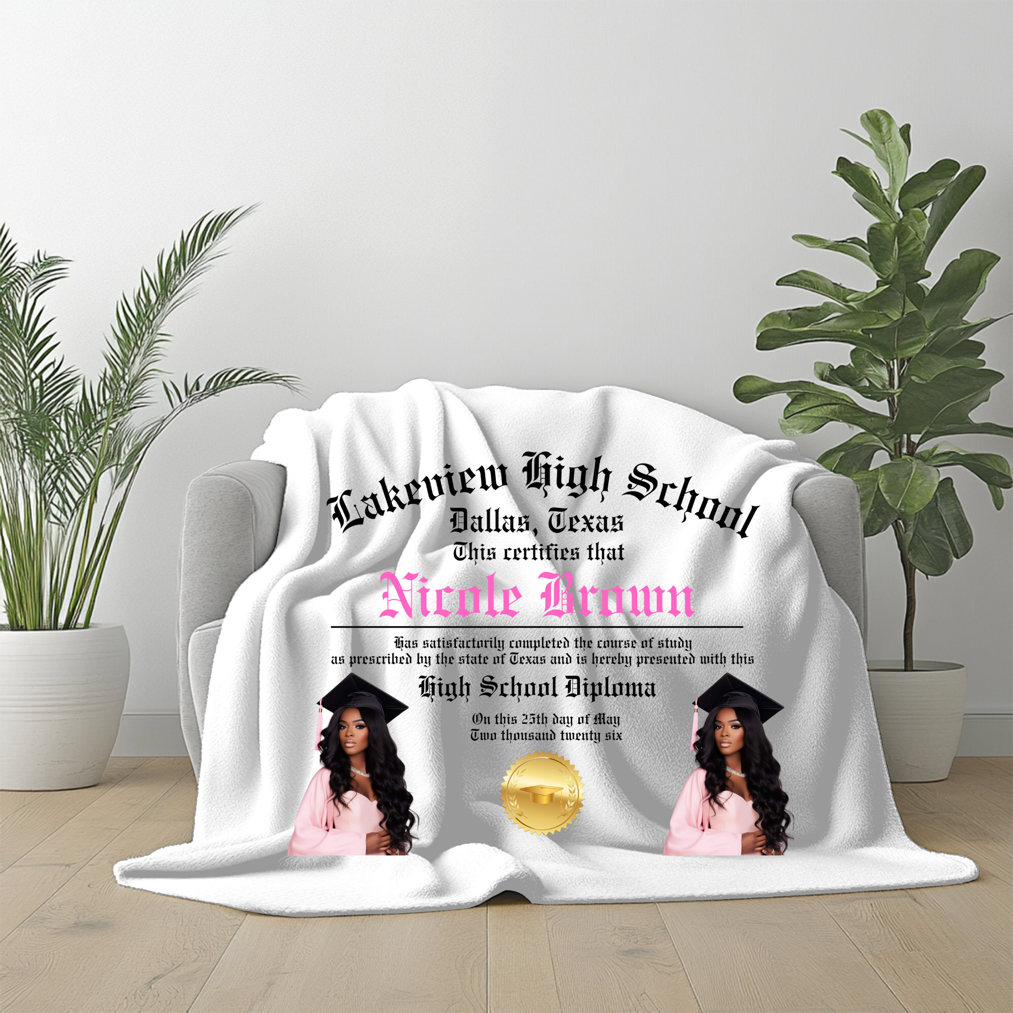 Personalized Graduation diploma blanket