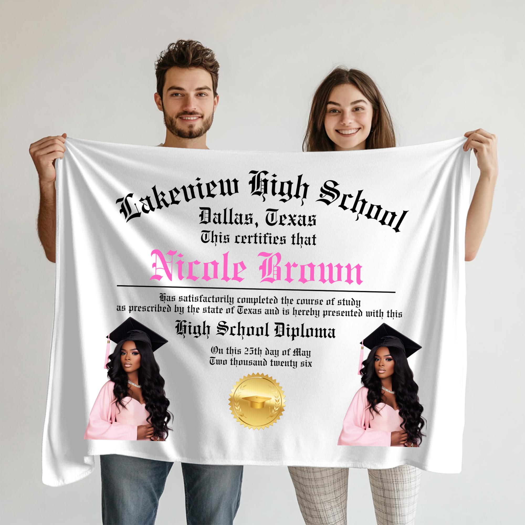 Personalized Graduation diploma blanket