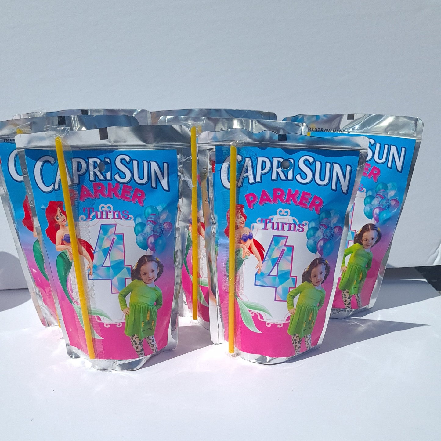 Custom Birthday mermaid theme Caprisun party favors
