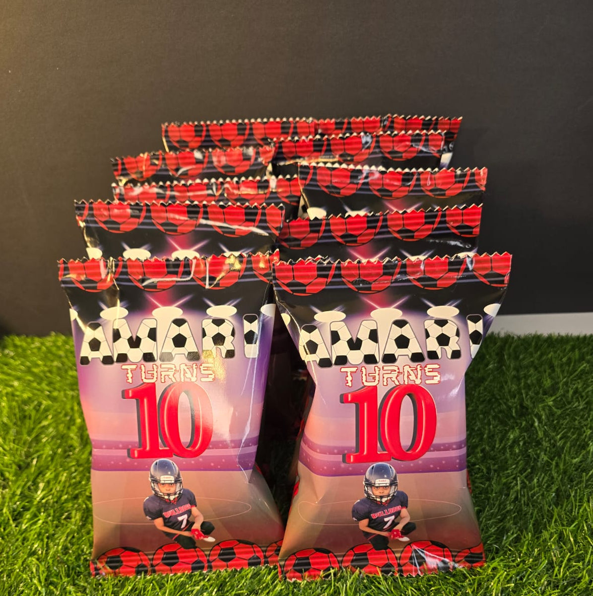 Sports theme chipbags, boys party favors ,soccer theme party bags ,football favors