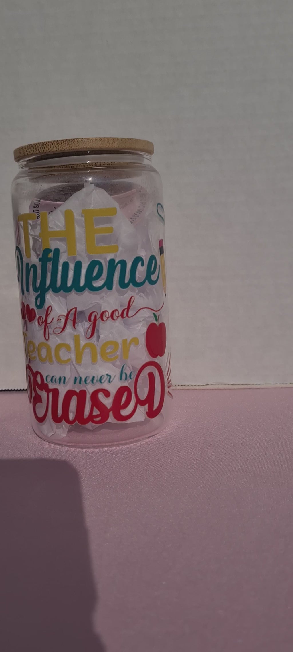 Teachers appreciation glass drinking cups